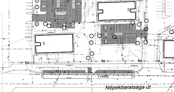 Népekbarátsága utca 25-37 tervezett parkolófejlesztések